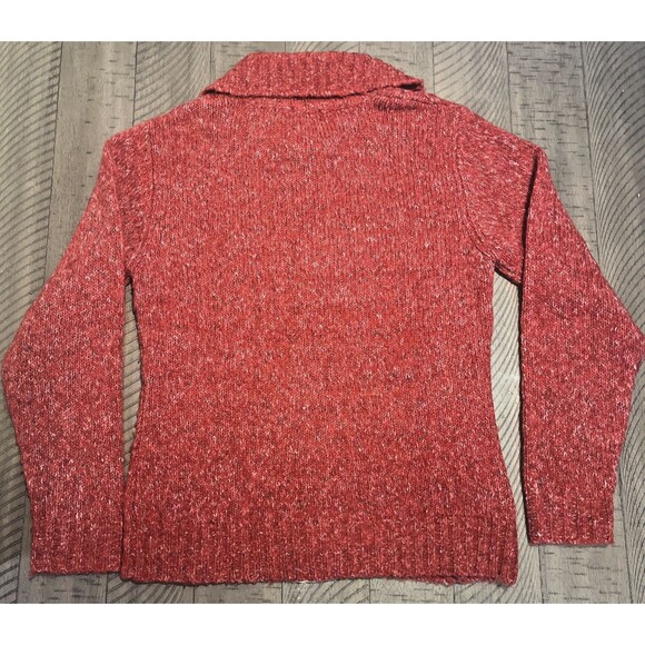 L.L. Bean Size M Cardigan Knit Sweater Wool Blend Cozy Granny Holiday Christmas - Picture 3 of 4